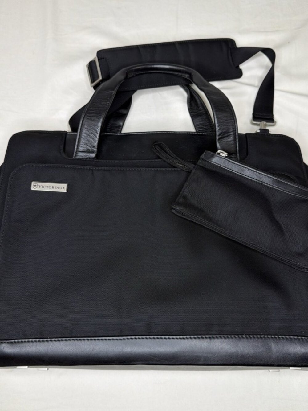 Victorinox Leather Nylon Architecture Series Briefcase Black 16.5x13x6